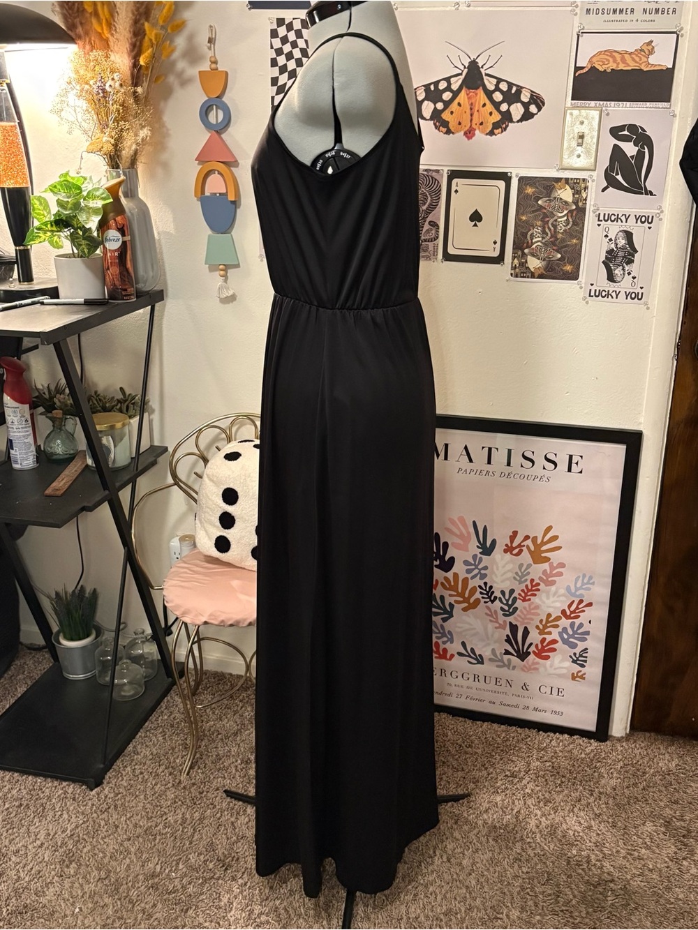 Vintage Black Maxi Dress 90s Minimalist Medium - Picture 5 of 9